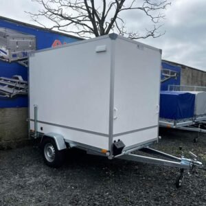 8.7FT X 5FT X 6 FT SINGLE AXLE BOX TRAILER WITH BARN DOORS 750KG