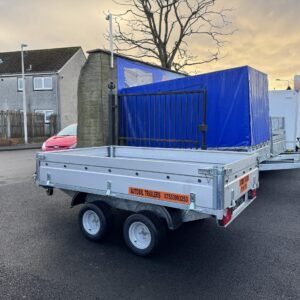 8,2ft x 5ft Twin Axle Hochlander Trailer with Drop down sides AND 10' wheels 1300KG Braked