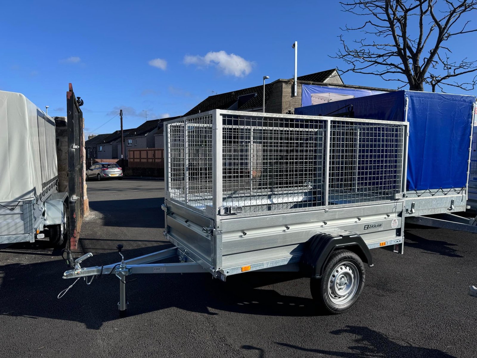 Zaslaw 205su (7ftx4ft) single axle tipping trailer with 80cm mesh